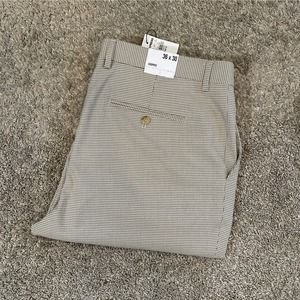 NWT Express Extra Slim House Tooth Khaki and White Cropped Suit Pant 38X30